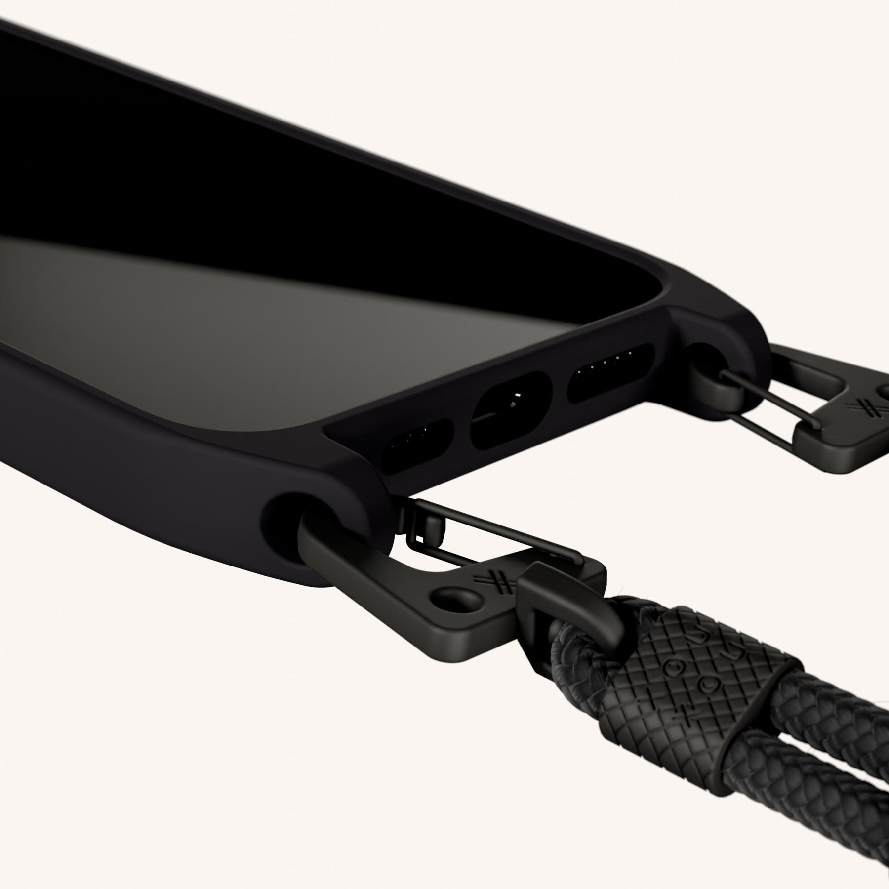 Handykette mit Karabinerband in Schwarz