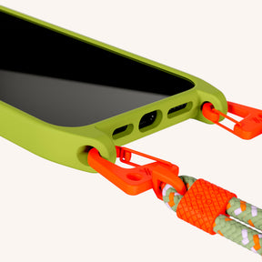 Handykette mit Karabinerband in Olive + Orange Camouflage