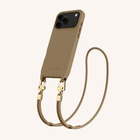 Handykette mit Karabinerband in Taupe