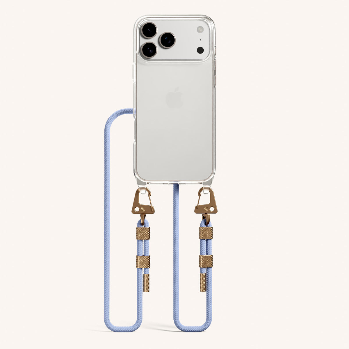 Phone Necklace with Carabiner Rope for iPhone 18 Pro Max without MagSafe in Clear + Baby Blue Total View | XOUXOU #phone model_iphone 18 pro max