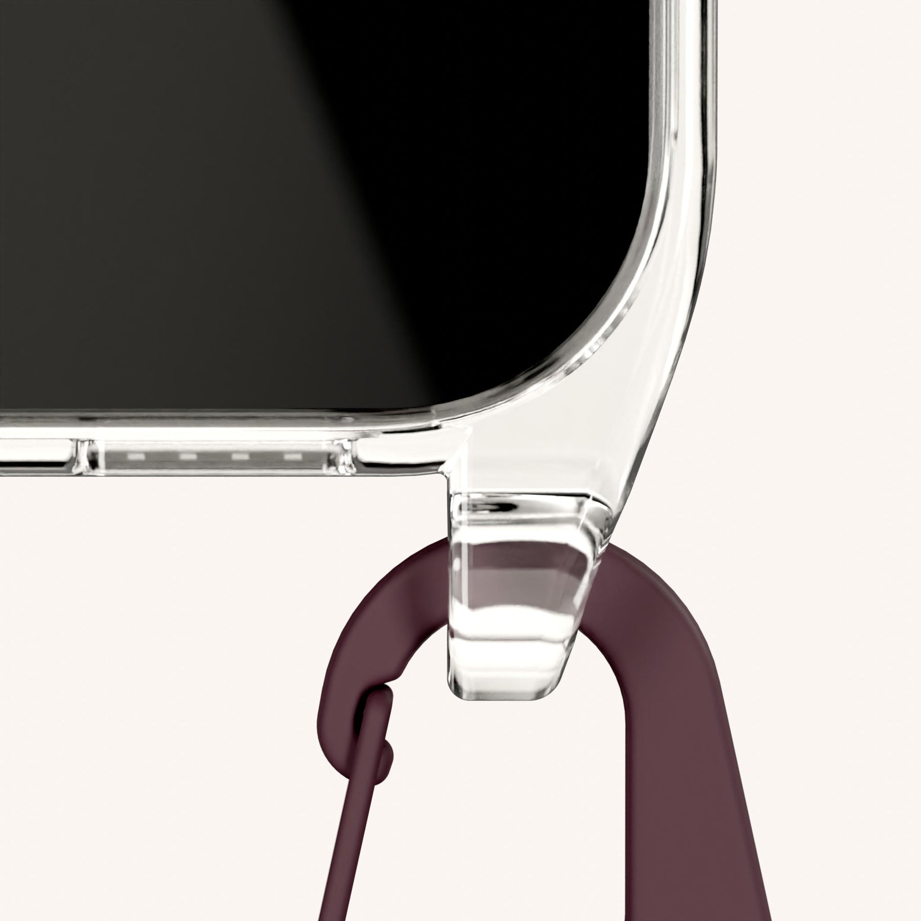 Handykette mit Karabinerband in Clear + Burgundy