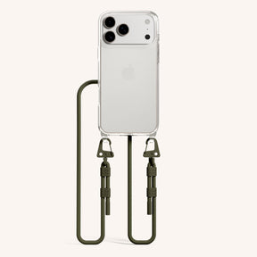 Handykette mit Karabinerband in Clear + Moss