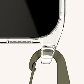 Handykette mit Karabinerband in Clear + Moss