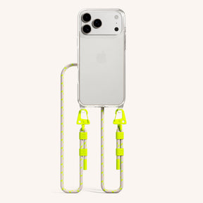 Handykette mit Karabinerband in Clear + Neon Camouflage