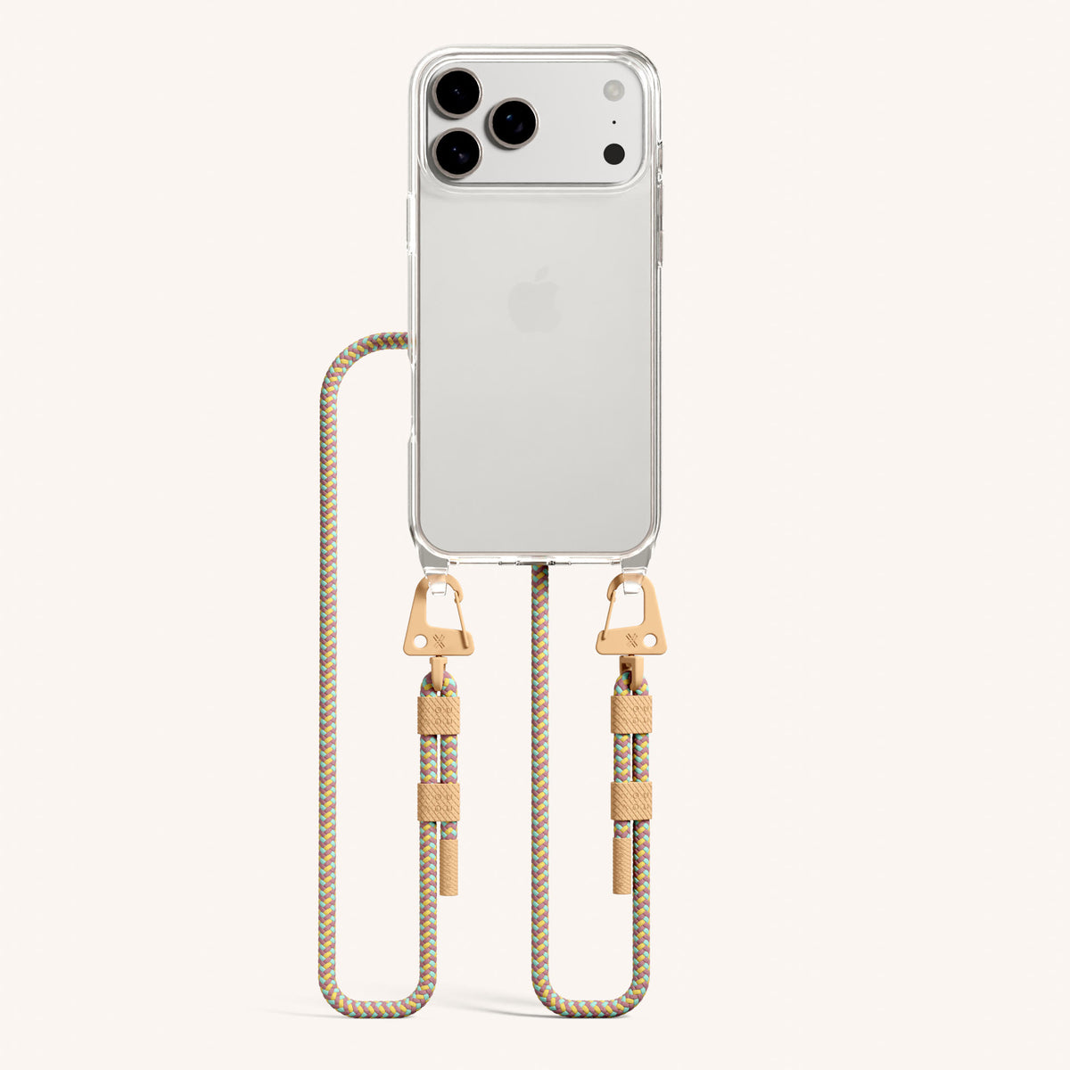 Phone Necklace with Carabiner Rope for iPhone 18 Pro Max without MagSafe in Clear + Palm Springs Total View | XOUXOU #phone model_iphone 18 pro max