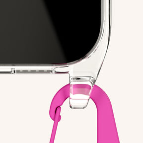Handykette mit Karabinerband in Clear + Power Pink
