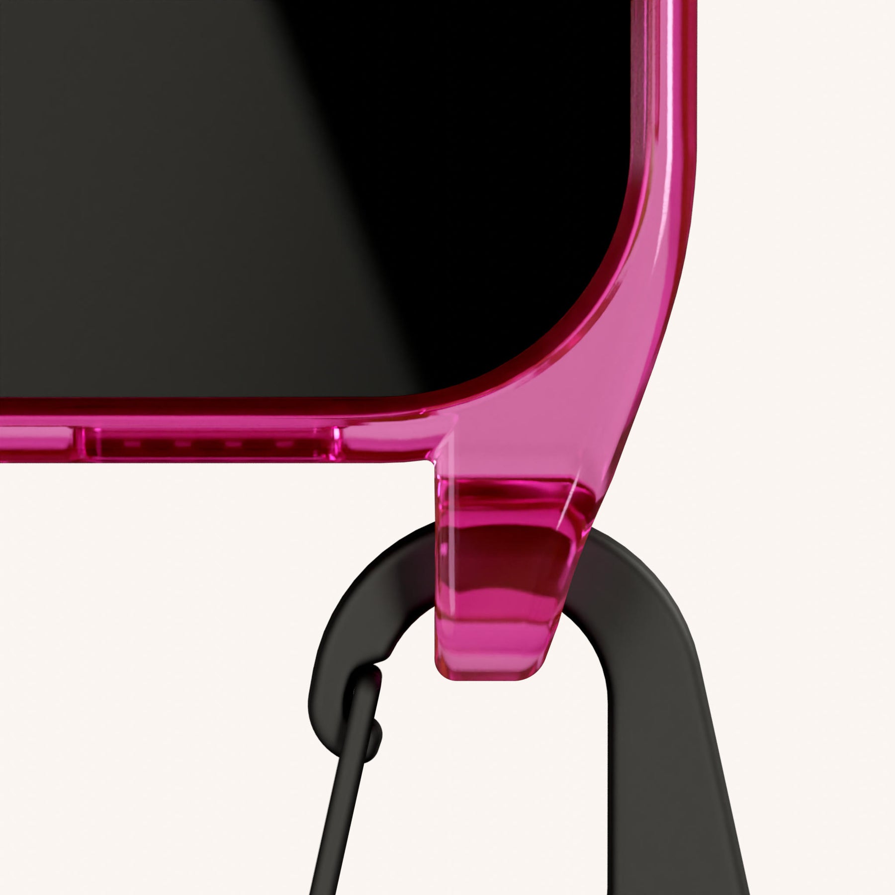Handykette mit Karabinerband in Cyber Pink Clear + Schwarz