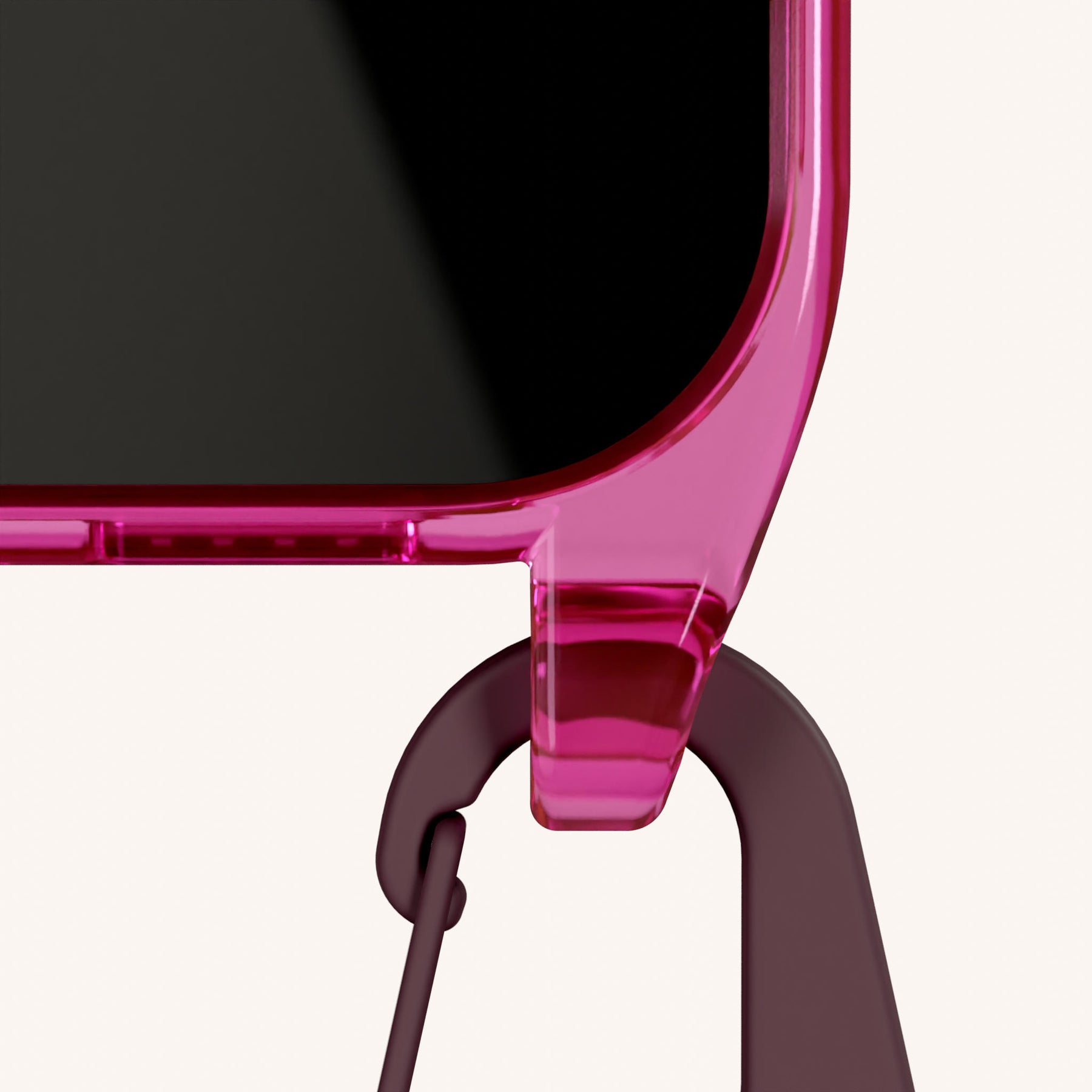 Handykette mit Karabinerband in Cyber Pink Clear + Burgundy