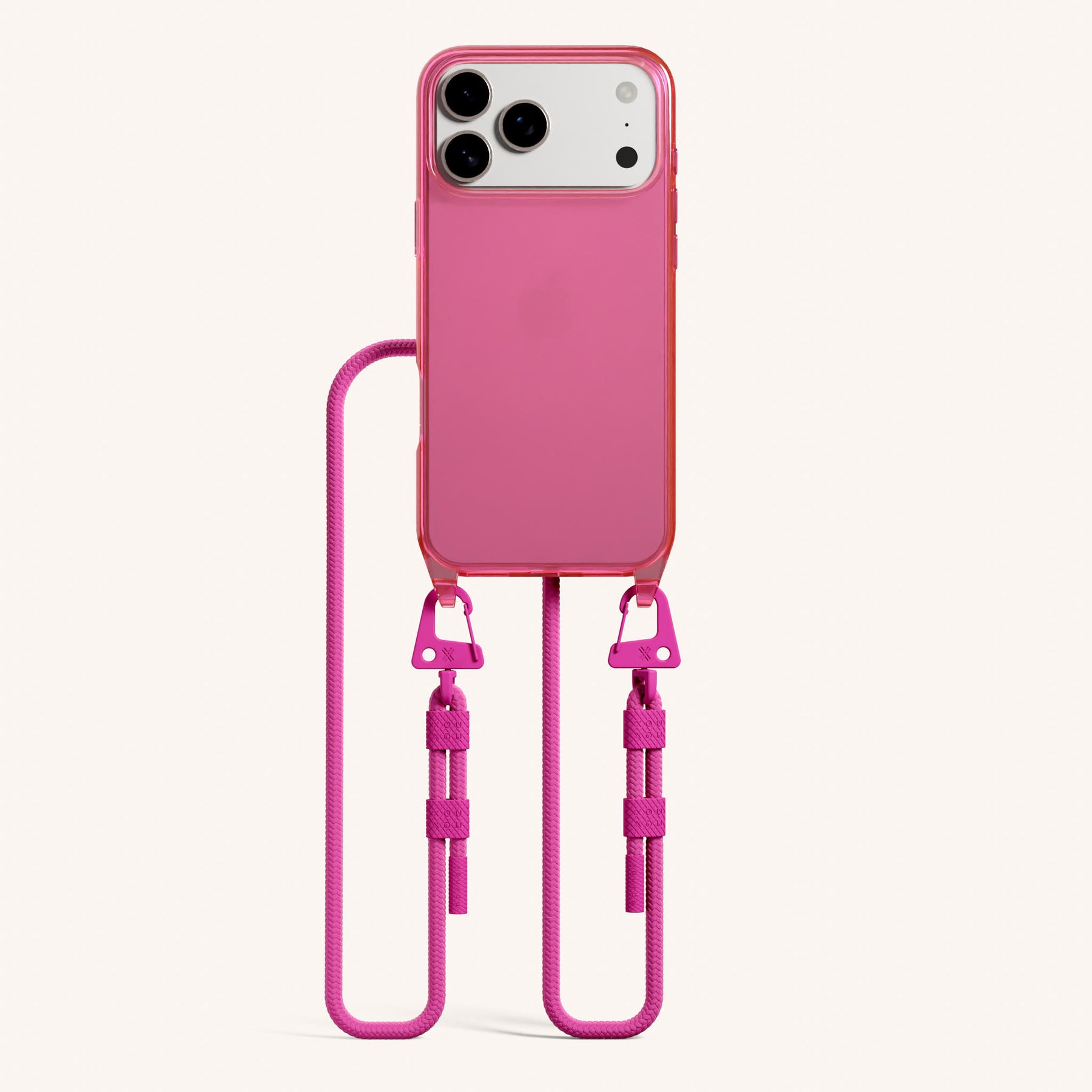 Handykette mit Karabinerband in Cyber Pink Clear + Power Pink