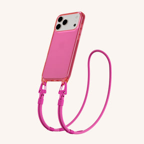 Handykette mit Karabinerband in Cyber Pink Clear + Power Pink
