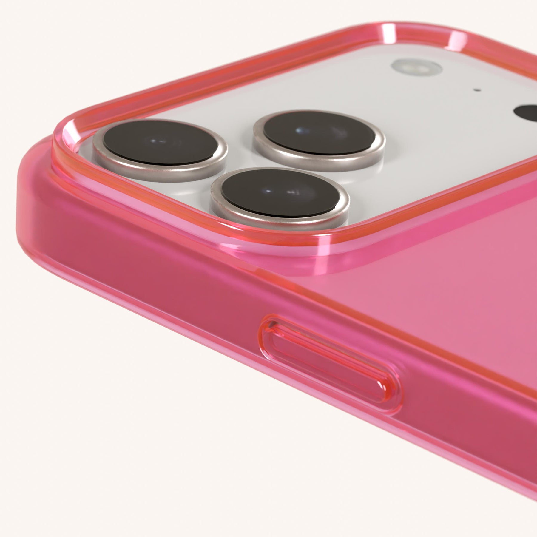 Handykette mit Karabinerband in Cyber Pink Clear + Power Pink