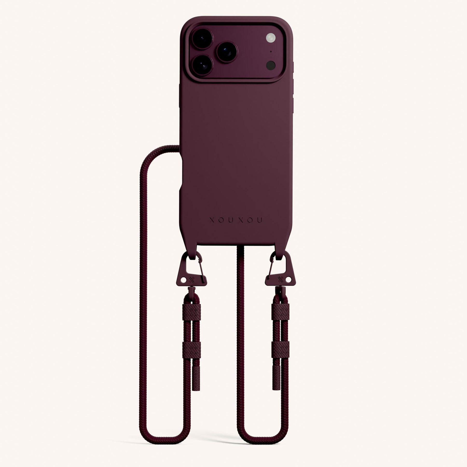 Phone Necklace with Carabiner Rope in Burgundy