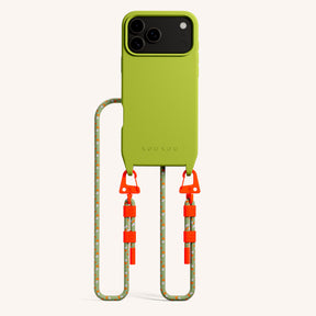 Handykette mit Karabinerband in Olive + Orange Camouflage