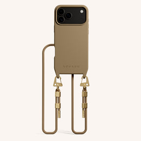 Handykette mit Karabinerband in Taupe