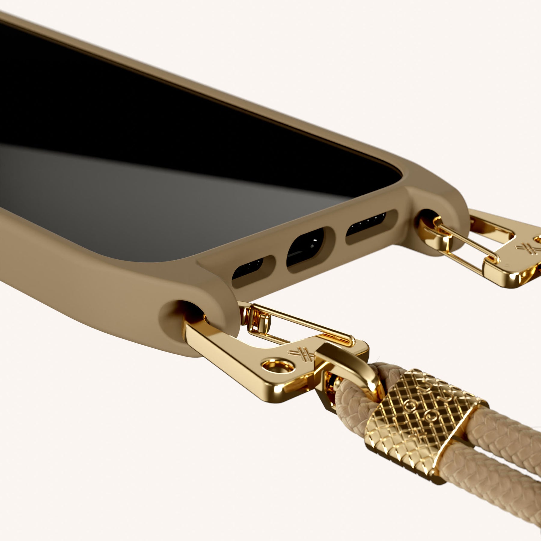 Handykette mit Karabinerband in Taupe