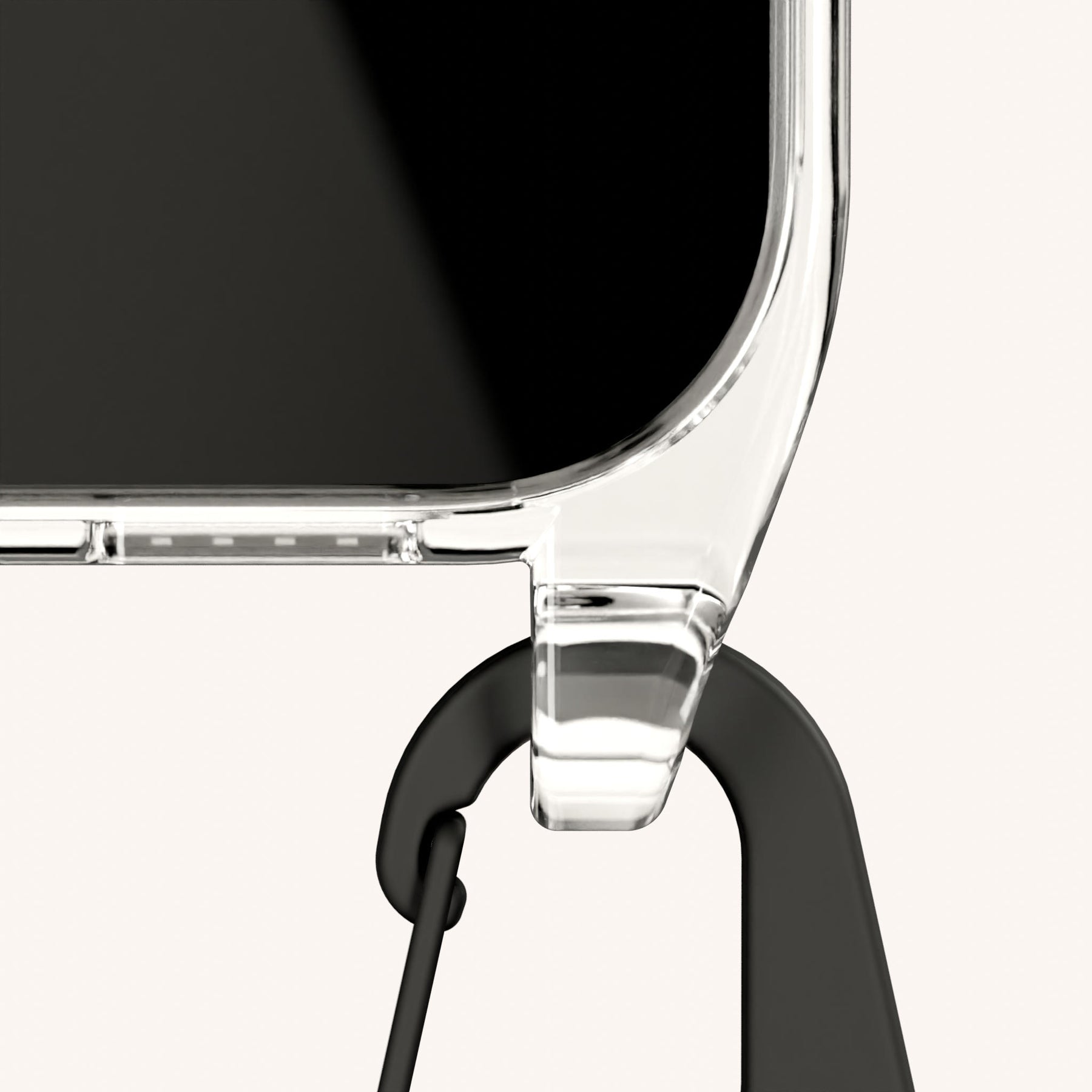 Handykette mit Karabinerband in Clear + Schwarz