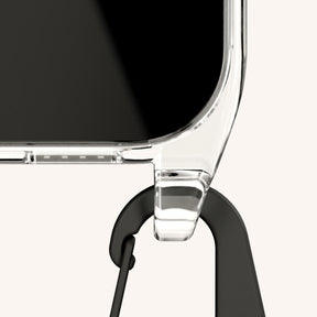 Handykette mit Karabinerband in Clear + Schwarz