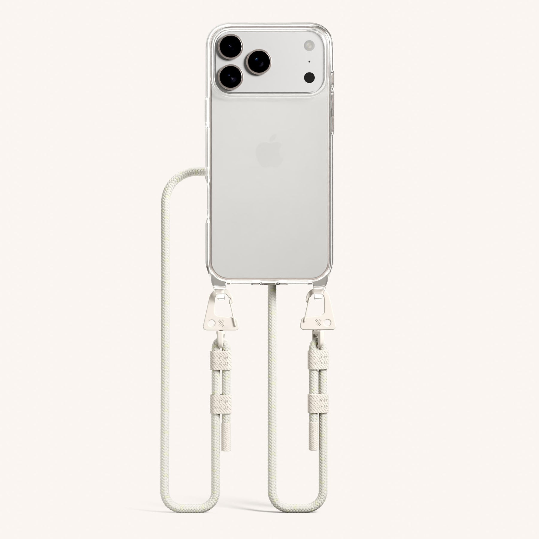 Handykette mit Karabinerband in Clear + Chalk