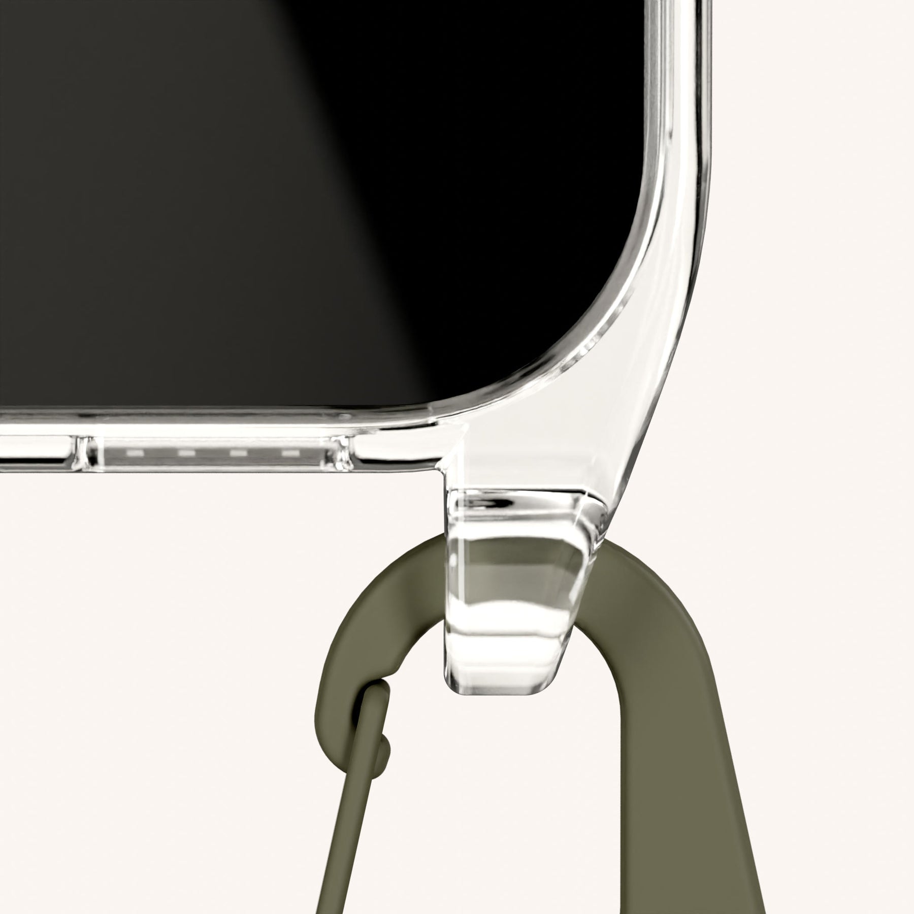Handykette mit Karabinerband in Clear + Moss
