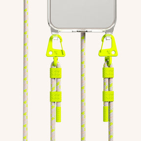 Handykette mit Karabinerband in Clear + Neon Camouflage