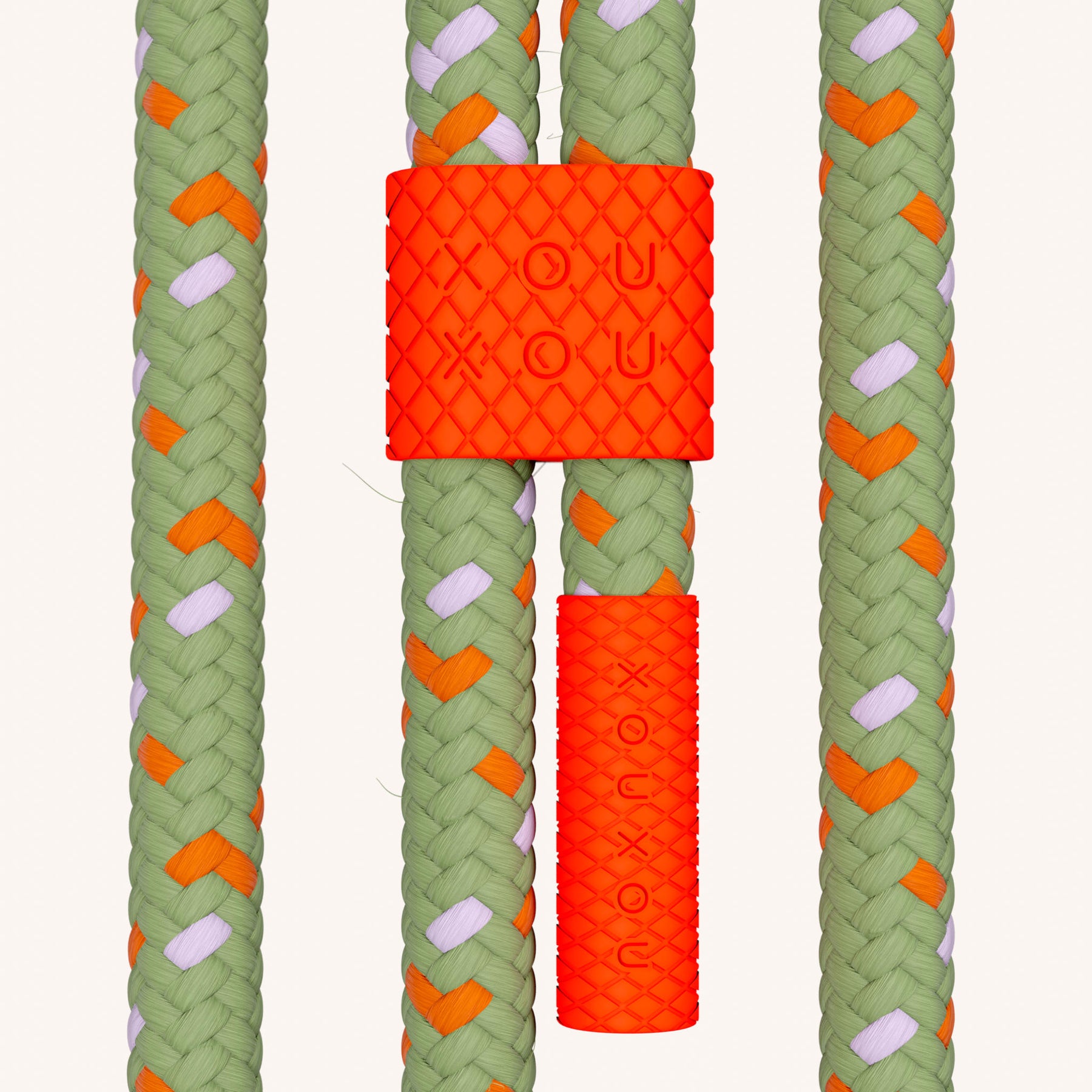 Phone Necklace with Carabiner Rope in Clear + Orange Camouflage