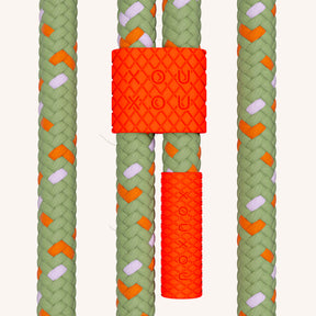 Phone Necklace with Carabiner Rope in Clear + Orange Camouflage