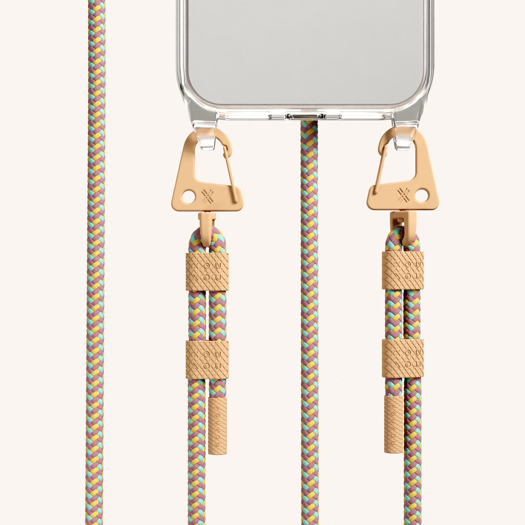 Handykette mit Karabinerband in Clear + Palm Springs
