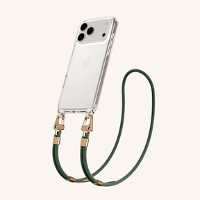 Handykette mit Karabinerband in Clear + Sage