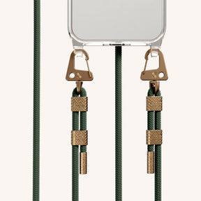 Handykette mit Karabinerband in Clear + Sage