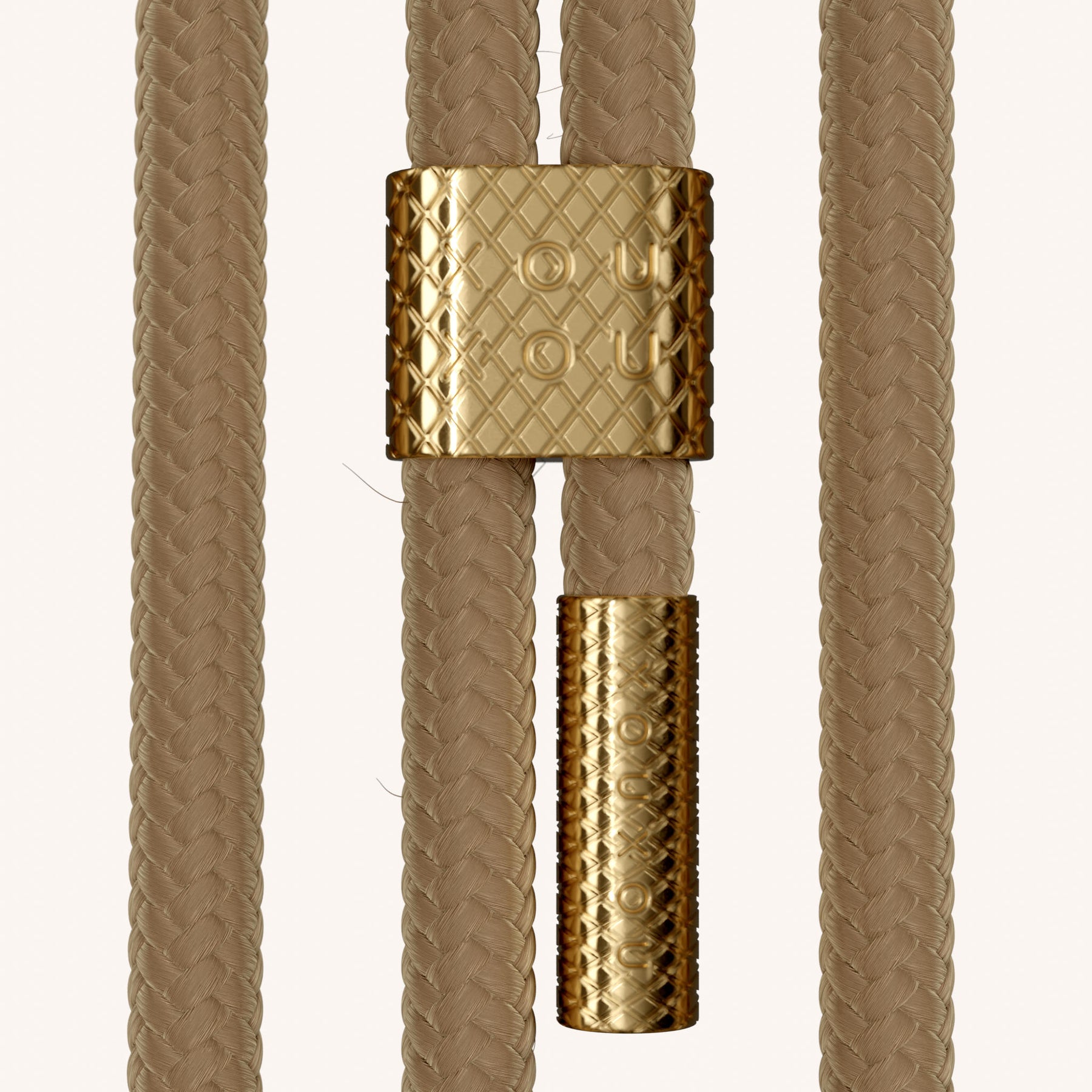 Handykette mit Karabinerband in Clear + Taupe
