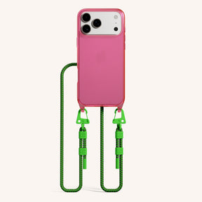 Handykette mit Karabinerband in Cyber Pink Clear + Acid