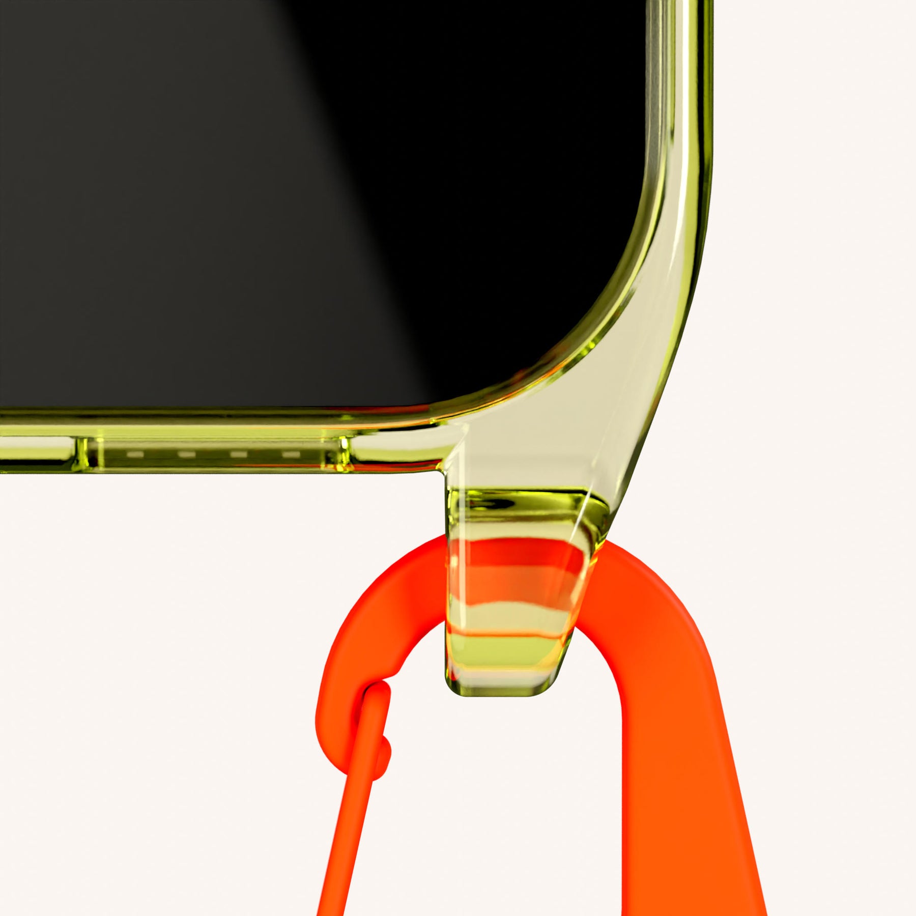 Handykette mit Karabinerband in Sunny Lime Clear + Orange Camouflage