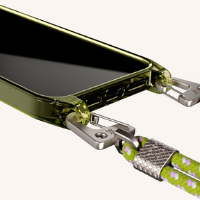 Handykette mit Karabinerband in Sunny Lime Clear + Spotted Olive