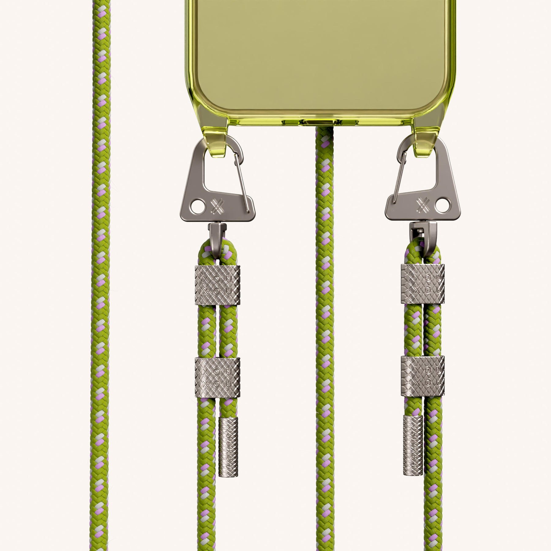 Handykette mit Karabinerband in Sunny Lime Clear + Spotted Olive