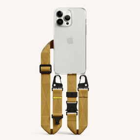 Phone Necklace with Lanyard in Clear + Caramel
