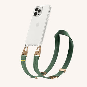Phone Necklace with Lanyard in Clear + Sage