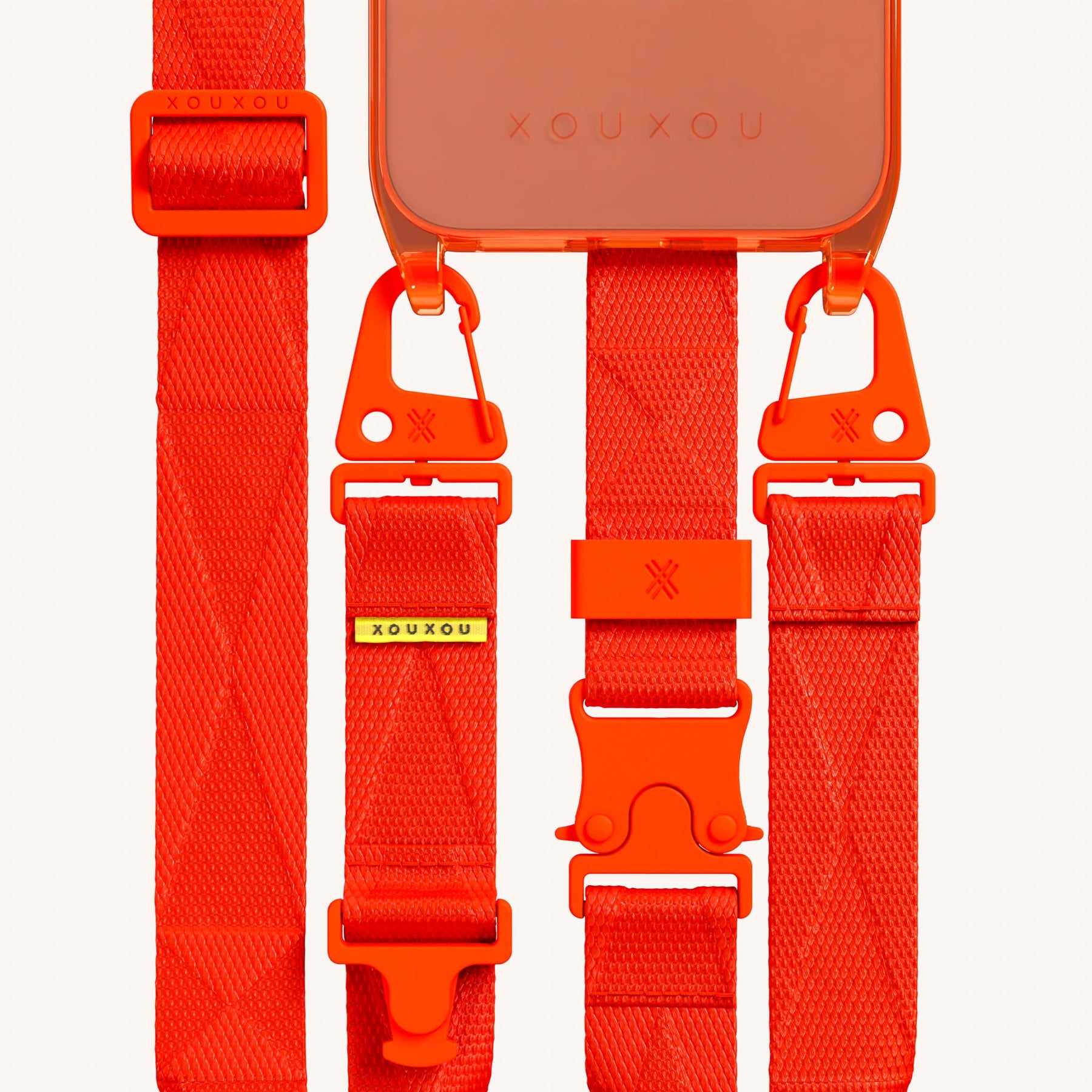 Phone Necklace with Lanyard in Neon Orange Clear