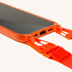 Handykette mit Gurt in Neon Orange transparent