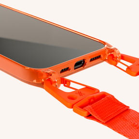 Handykette mit Gurt in Neon Orange transparent