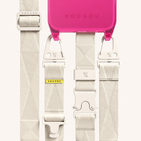 Phone Necklace with Lanyard in Cyber Pink Clear + Chalk