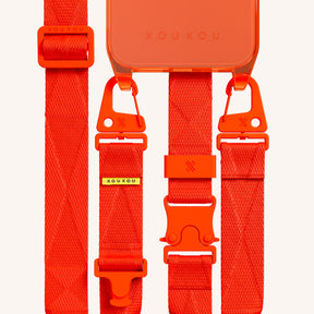 Phone Necklace with Lanyard in Neon Orange Clear