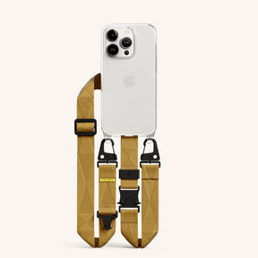 Phone Necklace with Lanyard in Clear + Caramel