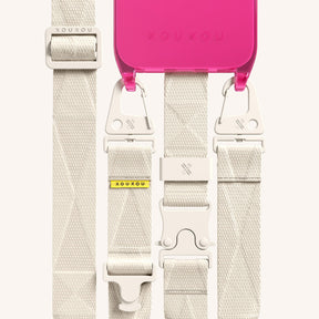 Phone Necklace with Lanyard in Cyber Pink Clear + Chalk