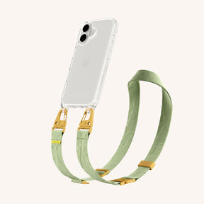 Phone Necklace with Lanyard in Clear + Light Olive