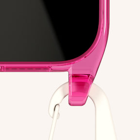 Phone Necklace with Lanyard in Cyber Pink Clear + Chalk