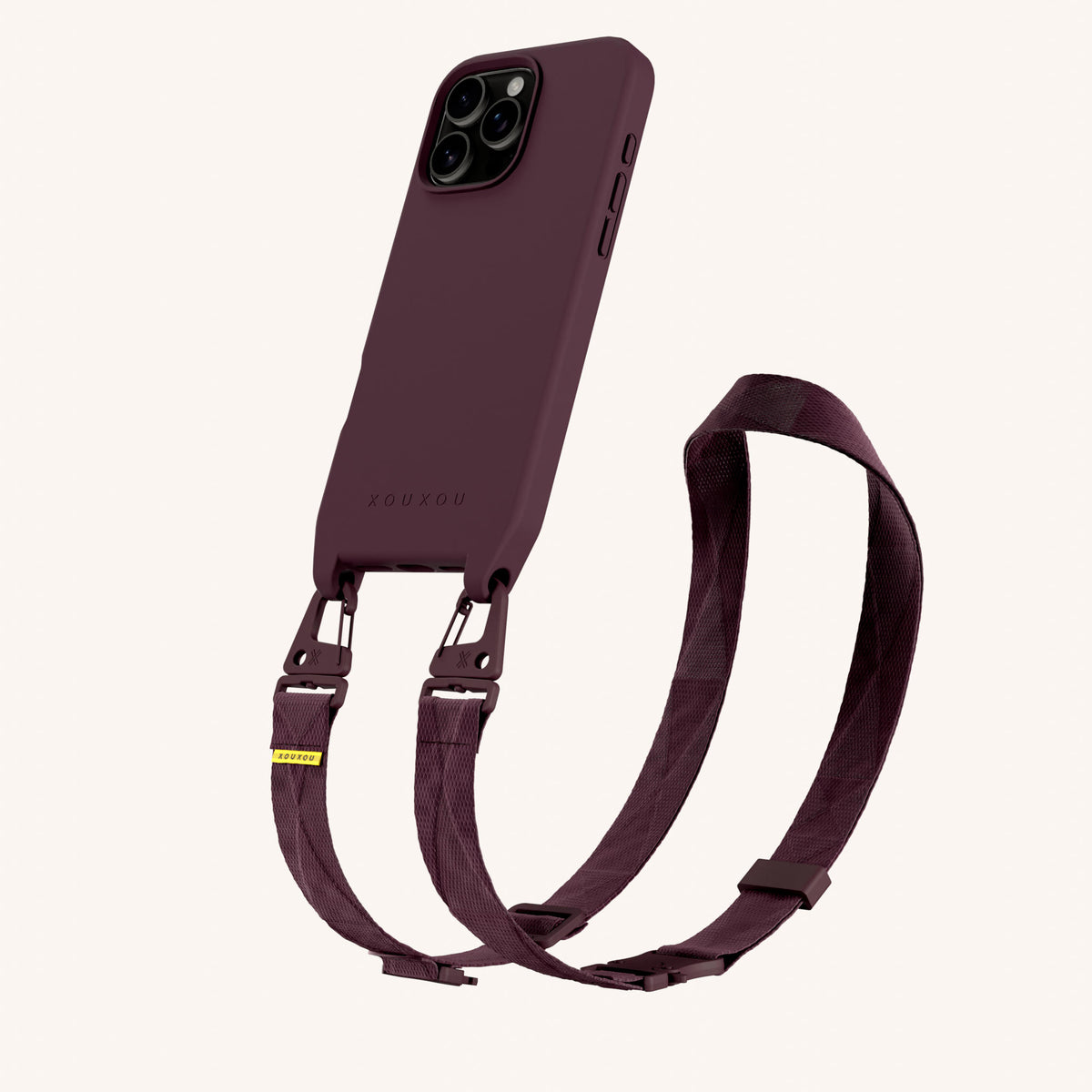 Phone Necklace with Lanyard for iPhone 16 Pro with MagSafe in Burgundy | XOUXOU #phone model_iphone 16 pro