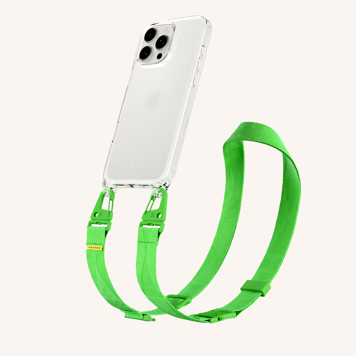 Phone Necklace with Lanyard for iPhone 16 Pro without MagSafe in Clear + Acid | XOUXOU #phone model_iphone 16 pro