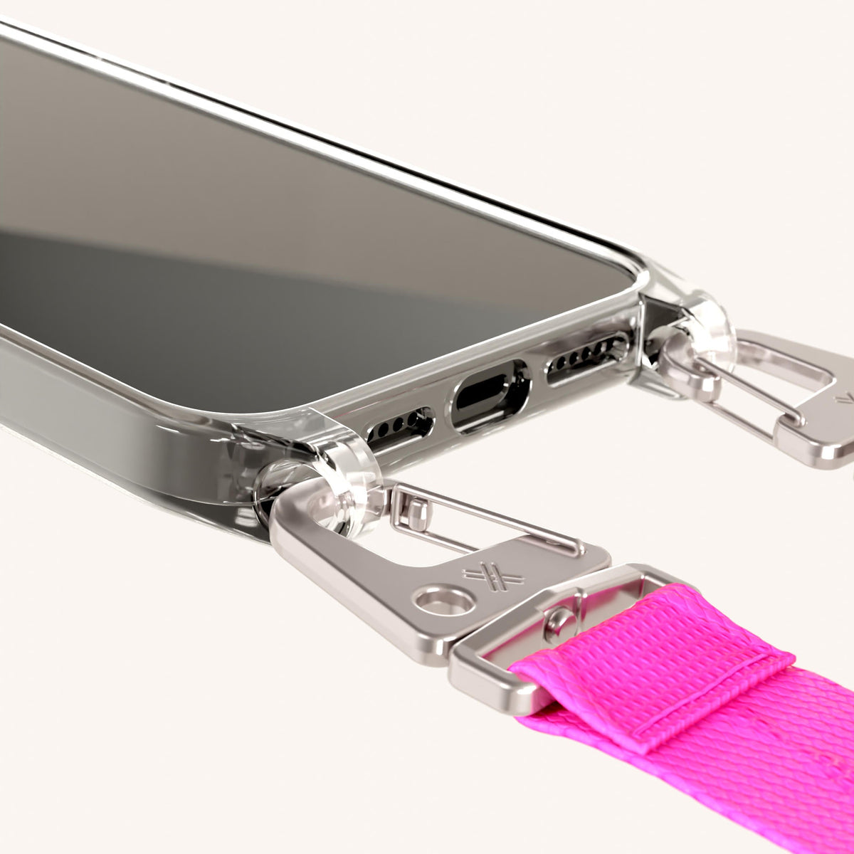 Phone Necklace with Lanyard for iPhone 16 Pro without MagSafe in Clear and Neon Total View | XOUXOU #phone model_iphone 16 pro