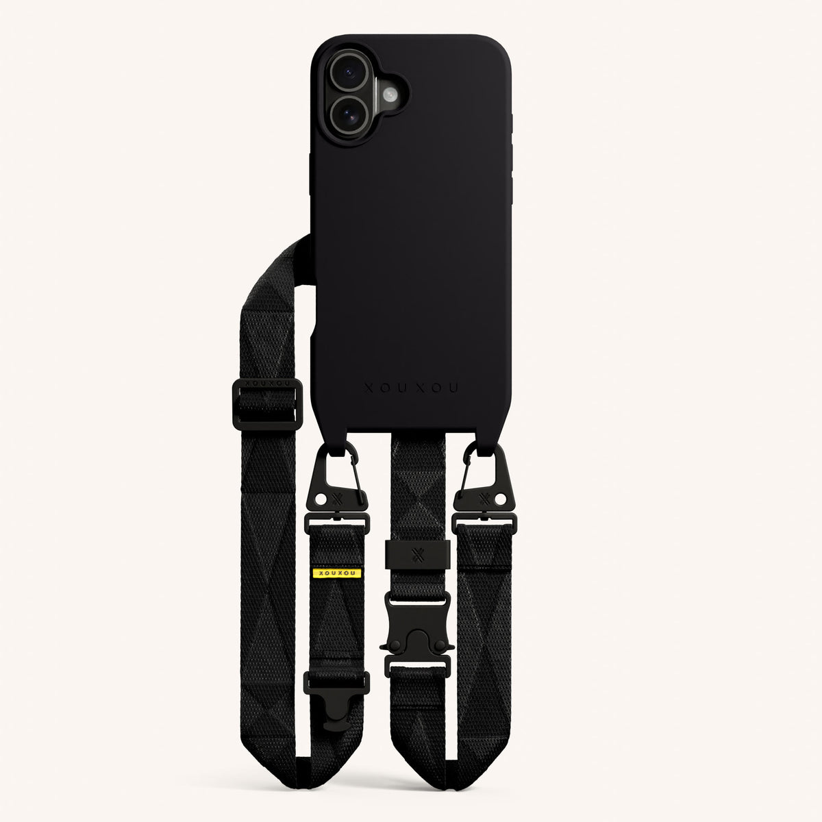 Phone Necklace with Lanyard for iPhone 16 with MagSafe in Black | XOUXOU #phone model_iphone 16