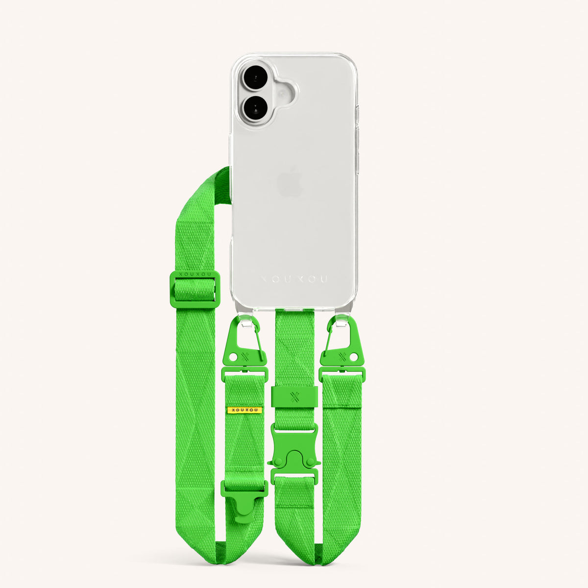 Phone Necklace with Lanyard for iPhone 16 without MagSafe in Clear and Acid Total View | XOUXOU #phone model_iphone 16